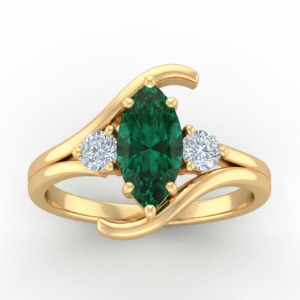 Rose gold Marquise Diamond Floral Side Stone Solitaire with Marquise Accents and Four-Prong Setting