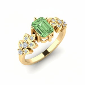 Rose gold Cushion Solitaire Twisted Band with Pavé Accents and Four-Prong Setting